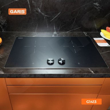 Bếp từ 2 vùng nấu công nghệ mới, kính phủ vân sần chống xước, viền hợp kim nhôm Aviation Shield G1413